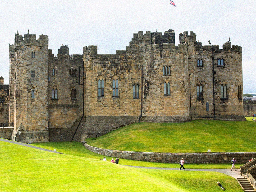 Alnwick Castle’s curtain walls and green bailey