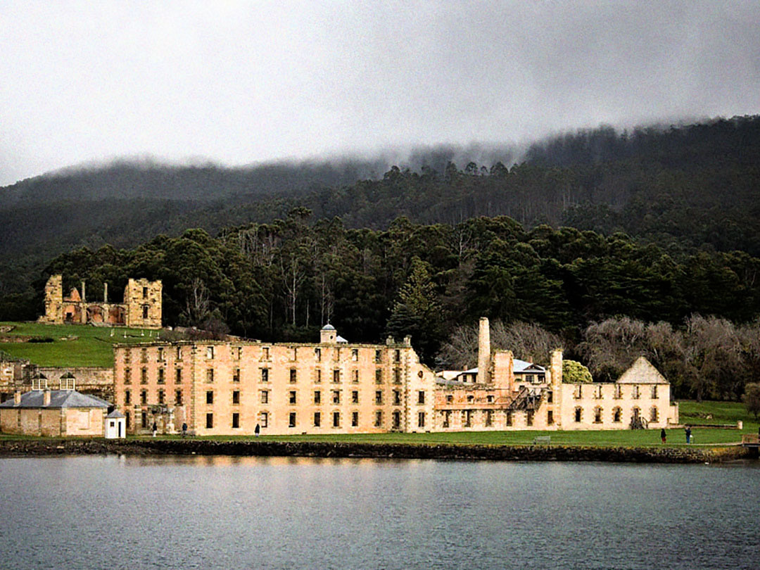 Ruins and penitentiary buildings at Port Arthur Historic Site in Tasmania